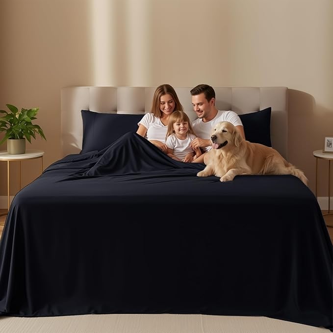 Utopia Bedding King Size Sheet Set – 4 Piece Bed Sheets, Soft and Breathable Microfiber, Includes 1 Fitted Sheet, 1 Flat Sheet and 2 Pillowcases – Oeko Tex (Black)