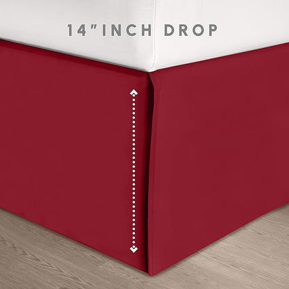 Elegant Comfort 8-Piece Pinch Pleated Comforter Set - All Season Complete Bed in a Bag, Includes 4pc Smart Sheet Set, Bed Skirt, Comforter, Matching Pillowcases and Shams, Twin/Twin XL, Wine Red