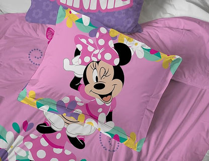 Jay Franco Kids Comforter Set Includes Sheets and Pillow Covers - Soft and Cozy Bed Set for Stylish Room Decor, Pink - Minnie Mouse 02, 7 Piece Full Size Bedding