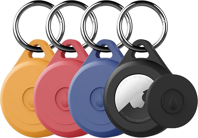for Air tag Keychain Holder Case for Apple Air tag 1st & 2nd Generation, 4 Pack of IPX8 Waterproof, Fully Shockproof, Anti Scratch for Air tag Holder Case for Key, Kid, Bag, Luggage, Pets Collar