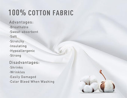 Sunflower Body Pillowcase 100% Cotton Long Pillow Cover/Case Envelope Closure 1 Pack, 20×54 inches White, Soft and Breathable
