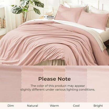 Litanika Pink Comforter Set King Size, 3 Pieces Blush Plain Bedding Comforter Set, All Season Bed Set (90x90In Comforter & 2 Pillowcases)