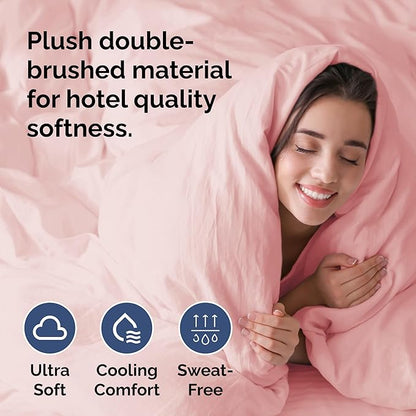Duvet Cover Twin/Twin XL Size Set - Extra Soft Twin/Twin XL Duvet Cover 68" x 90" with 1 Pillow Sham - Hotel Luxury, Easy Care, Fade Free with Zipper Closures & Ties - Comfy & Breathable (Baby Pink)
