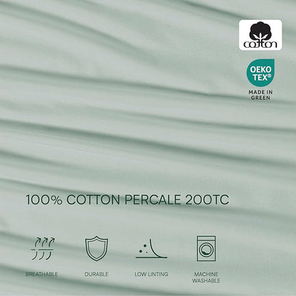Lacoste 100% Cotton Percale 3-Piece Sheet Set – Cool, Crisp, Matte, and Durable, Oeko-Tex Certified – Solid, Iced Mint, Twin