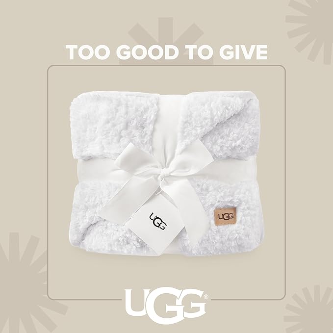 UGG Nita Throw Blanket for Couch, Soft Reversible Plush Throw for Bed or Living Room, Cozy Fluffy Soft Blanket, Washable Bedding, Spring Decor, 50-inch x 70-inch, White Snow