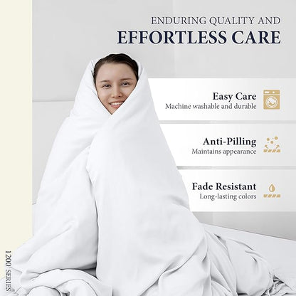 Ashton Sheets 100% Egyptian Cotton Pillow Cases King Size Set of 2 - Luxury 1200 Thread Count King Size Pillow Cases (White), Extra Soft, Cooling Sateen Weave Large Hotel Collection Pillowcases