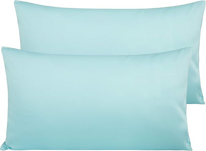 NTBAY Egyptian Cotton King Pillowcases - Set of 2, 500 Thread Count Cotton Pillowcases - Soft and Breathable Envelope Closure Pillow Cases - 20x36 Pillow Covers for Bed, Aqua