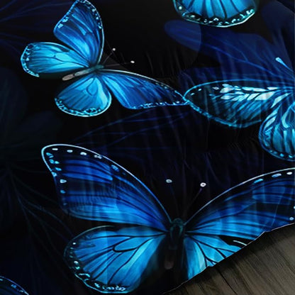 Dream Blue Butterfly Comforter Set King Size,Boho Bedding Comforter Sets for Kids Boys Girls Bedroom Decor Aesthetic,Animal Themed Bedding Soft Fluffy Comforter Sets with 2 Pillowcases.