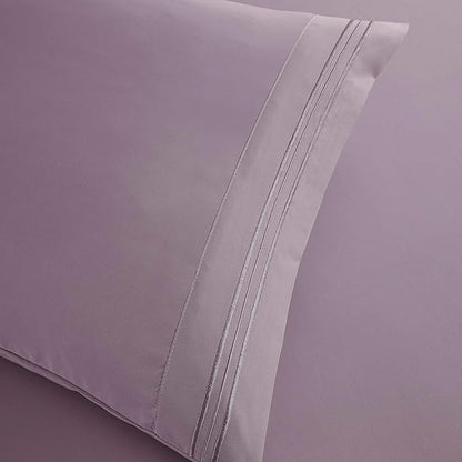 Clara Clark Bed Sheets, Premier 1800 Series Bed Sheet Set, Deep Pocket, Wrinkle, Fade, Stain Resistant, Luxury Soft Bedding Sheets & Pillowcases, Split King, Dusty Purple