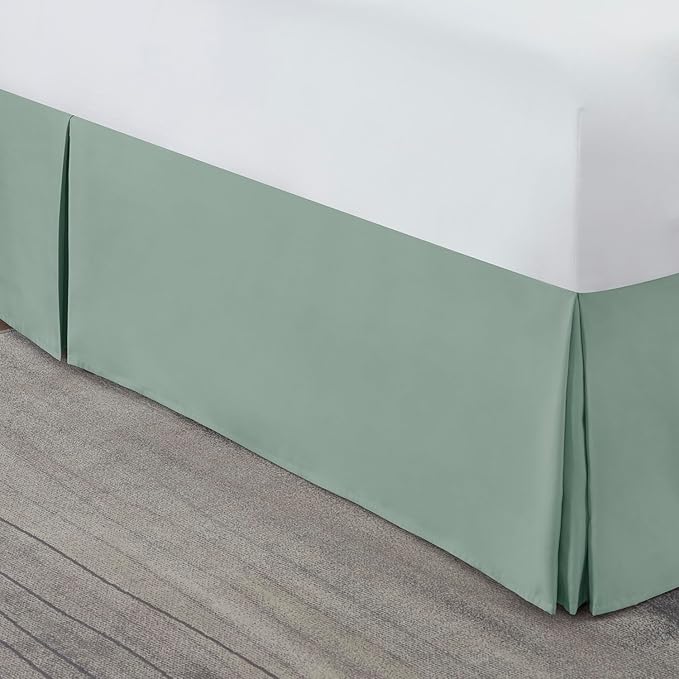 Nestl Sage Green Bed Skirt King Size - King Bed Skirt 14 Inch Drop - Brushed Microfiber Bed Skirts - Hotel Quality Pleated Bed Skirt - Shrinkage & Fade Resistant