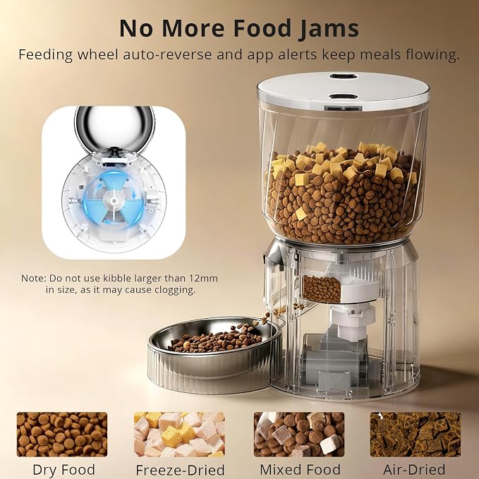 Automatic Cat Feeder with Camera, 2K WiFi Pet Feeder, 4L | 5G & 2.4G Dual-Band WiFi, Night Vision, Two-Way Talk, Call Pet Sound, Custom Portion Control, Low Food Alerts, Easy to Clean