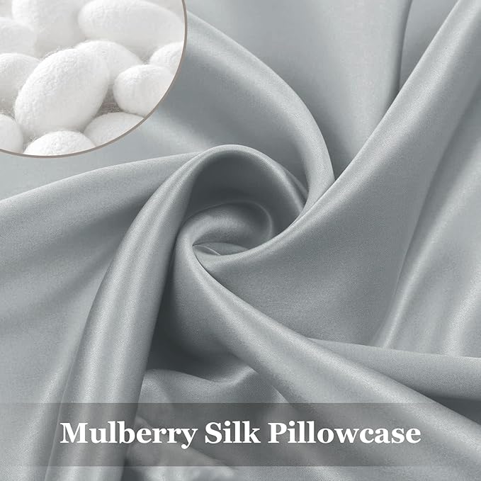 Adubor 100% Silk Pillowcase - Mulberry Silk Pillow Cases, 22 Momme 6A Grade Fibers, Silk Pillow Case for Hair and Skin Health, with Hidden Zipper (Queen 20''x30'', Dark Gray, 1PC)