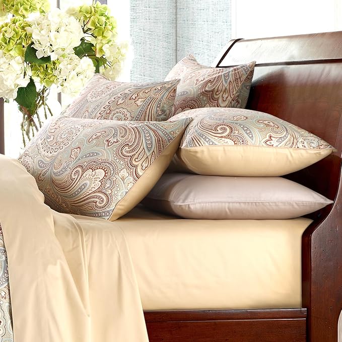 WINLIFE 100% Cotton Pillowcases Queen Paisley Printed Pillow Cases Set of 2 Queen Pillowcase Decorative Pillow Cover (Queen 20x30'', Paisley)
