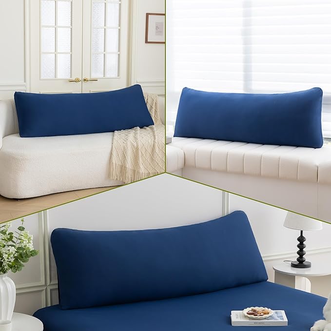 Stretchy Body Pillow Case Cover - Jersey Knit Long Pillowcase for Body Pillow, 1 Pack - Envelope Closure & Skin-Friendly, Soft and Breathable for Sleeping, 20"x54", Navy