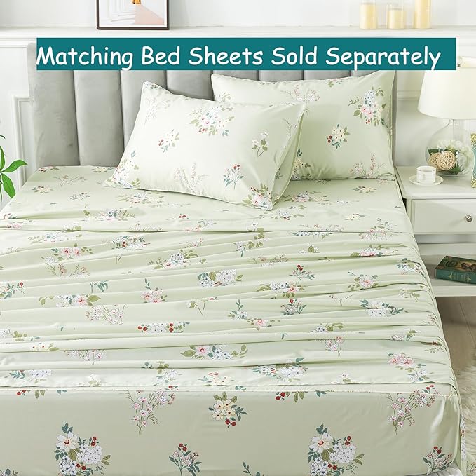 FADFAY Floral Duvet Cover Set Twin XL 100% Cotton College Bedding Vintage Flower Comforter Cover Set Soft Breathable Dorm Room School Bedding with Hidden Zipper 3 Pcs, Twin Extra Long