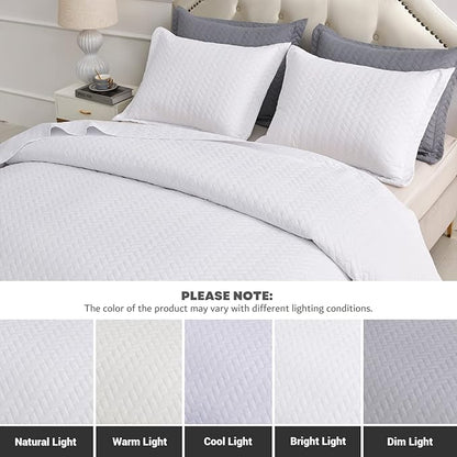 Maple&Stone Quilt Set Twin/Twin XL, Lightweight White Bedspread Ultrasonic Chevron Pattern Light Coverlet for All Season Comforter Bedding Decor - 2 Piece Twin Extra Long Bed Cover Sets