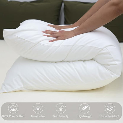 MooMee Body Pillow Cover Pillowcase with Zipper 100% Washed Cotton Linen Like Textured Breathable Durable Soft Comfy (Bright White, 21”x54”, 1PC)