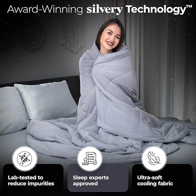 Silvery Silver-Infused Cooling Comforter – Award-Winning Self-Cooling Blanket for Hot Sleepers with Self-Cleaning Silvery Technology™ for Hygienic, Sweat-Free & Cool Sleep