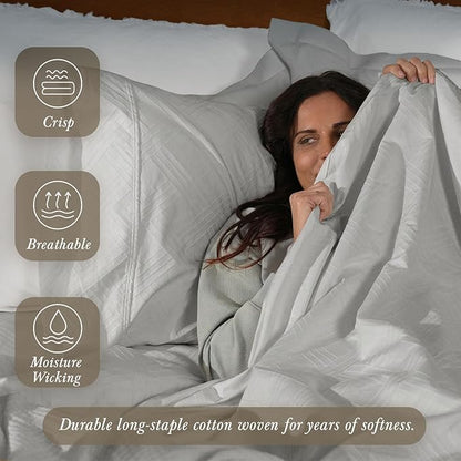 Threadmill Luxury Full Size Sheets for Full Size Mattress | 800 Thread Count Cotton Sheets | Jacquard Celine Light Grey | Better Than Egyptian Cotton| 4 Pc Bed Sheets | with Elasticized Deep Pocket
