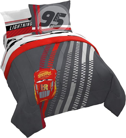 Jay Franco Disney Pixar Cars Race Ready 7 Piece Queen Bed Set - Includes Comforter & Sheet Set - Bedding Features Lightning McQueen - Super Soft Fade Resistant Microfiber