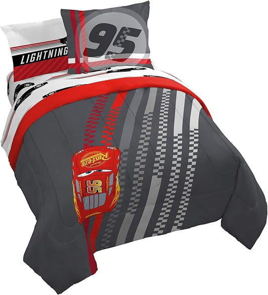 Jay Franco Disney Pixar Cars Race Ready 7 Piece Queen Bed Set - Includes Comforter & Sheet Set - Bedding Features Lightning McQueen - Super Soft Fade Resistant Microfiber