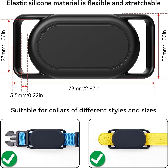 DDJ [2 Pack] Dog Collar Holder for Samsung Smart Tag 2, Dog GPS Tracker Waterproof Silicone Case for Galaxy Smarttag2, Anti-Lost and Scratch Resistant, for Cat, Pet, Fits Different Width Collars