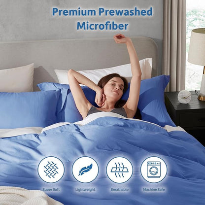 Nestl Twin Duvet Cover Set - Soft Prewashed Calm Blue Duvet Cover Twin/Twin XL, 2 Piece, with Zipper Closure, 1 Duvet Cover 68x90 inches and 1 Pillow Sham