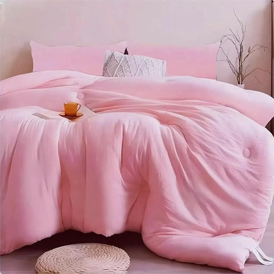 SDIII 3PCS Pink Twin Comforter Set with 2 Pillowcases, Brushed Microfiber Blush Pink Comforter Twin Lightweight, Dusty Rose Bedding All Season