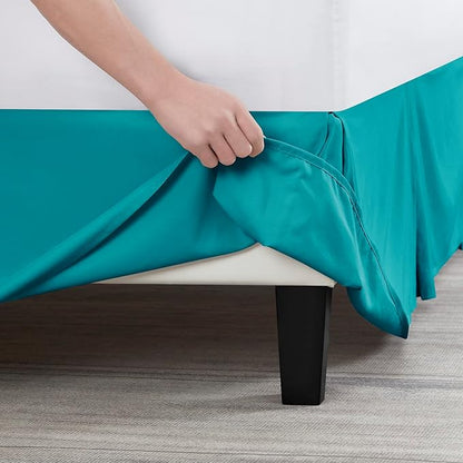 Nestl Teal Twin XL Bed Skirt - Twin XL Size Bed Skirt 14 Inch Drop - Brushed Microfiber Bed Skirts - Hotel Quality Pleated Bed Skirt - Shrinkage & Fade Resistant