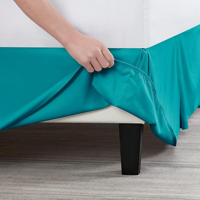 Nestl Teal Bed Skirt King Size - King Bed Skirt 14 Inch Drop - Brushed Microfiber Bed Skirts - Hotel Quality Pleated Bed Skirt - Shrinkage & Fade Resistant