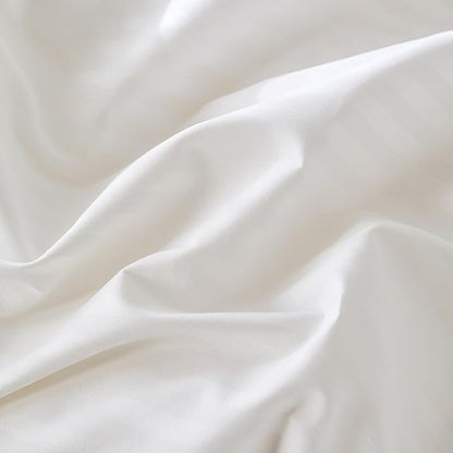 JELLYMONI 100% Natural Cotton 2pcs Striped Duvet Cover Sets, Satin Striped Printing Pattern Duvet Cover Set, with Zipper Closure & Corner Ties(Twin Size)