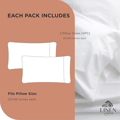 Linen Home 100% Cotton Percale Pillowcases King Size, Tera Clay, 2 Pieces of Pillow Case, Crisp and Cool Strong Bed Linen, 20 inches X 40 inches