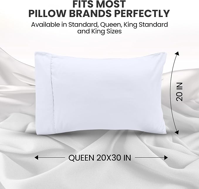 Utopia Bedding Queen Pillow Cases - 2 Pack - Envelope Closure - Soft Brushed Microfiber Fabric - Shrinkage and Fade Resistant Pillow Covers Queen Size 20 X 30 Inches (Queen, White)
