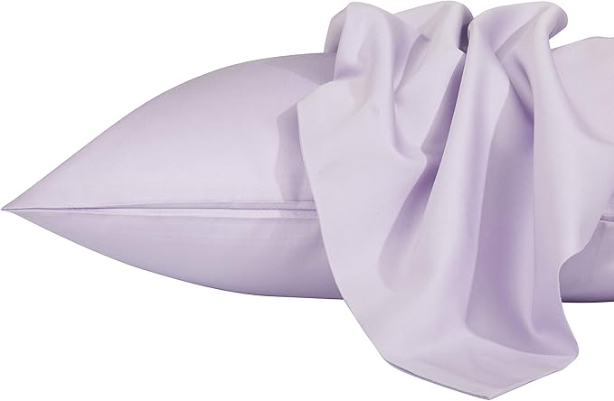 NTBAY Egyptian Cotton Queen Pillowcases - Set of 2, 500 Thread Count Cotton Pillowcases - Soft and Breathable Envelope Closure Pillow Cases - 20x30 Pillow Covers for Bed, Light Purple