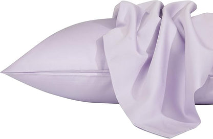 NTBAY Egyptian Cotton Queen Pillowcases - Set of 2, 500 Thread Count Cotton Pillowcases - Soft and Breathable Envelope Closure Pillow Cases - 20x30 Pillow Covers for Bed, Light Purple