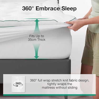 Novilla Twin Mattress Topper, Extra Thick Pillow Top Mattress Pad, Down Alternative Fill Breathable Cotton Cover, 8-21" Deep Pocket Soft Bed Topper for Back Pain Relief