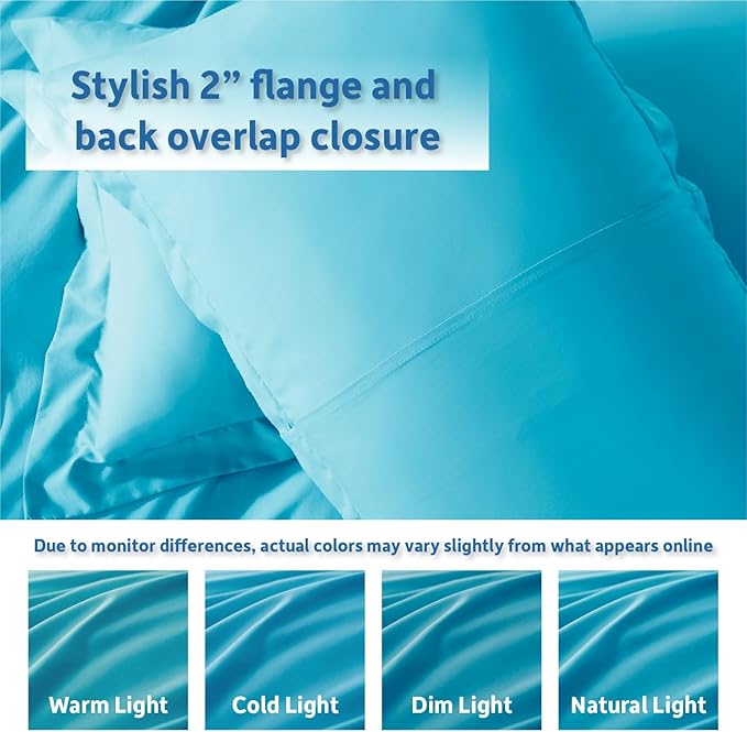 Nestl Bright Blue Duvet Cover Queen Size - Soft Double Brushed Queen Duvet Cover Set, 3 Piece, with Button Closure, 1 Duvet Cover 90x90 inches and 2 Pillow Shams