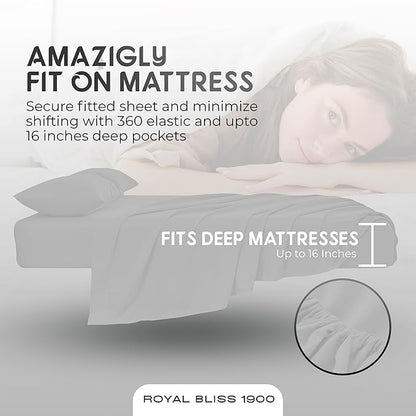 Twin XL Sheets Set - 3 Piece Bedding - Wrinkle Free, Fade Resistant, Double Brushed Microfiber - Deep Pockets/Easy Fit - 1800 Series Ultrasoft, Cooling Sheets (White)