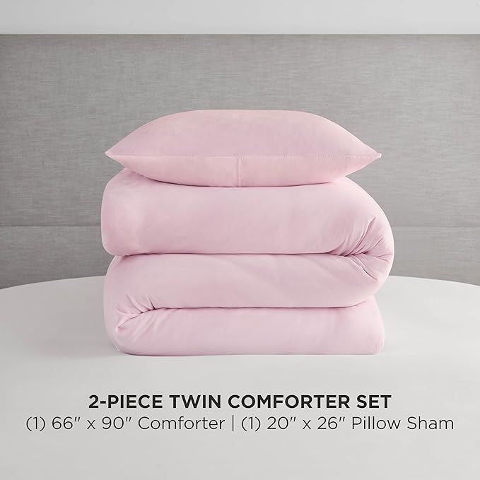 Juicy Couture Marshmallow Pink Velour Twin/Twin XL Comforter Set - 2 Piece Luxury Bedding Ensemble