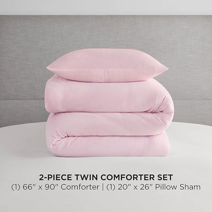 Juicy Couture Marshmallow Pink Velour Twin/Twin XL Comforter Set - 2 Piece Luxury Bedding Ensemble