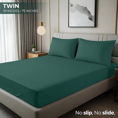 Utopia Bedding Twin Fitted Sheet - Bottom Sheet - Deep Pocket - Soft Microfiber - Shrinkage and Fade Resistant-Easy Care -1 Fitted Sheet Only (Emerald)