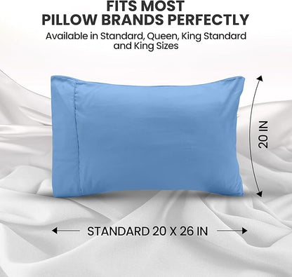 Utopia Bedding Pillow Cases Standard Size 2-Pack – Soft Brushed Microfiber – Envelope Closure – Perfect for Hospitals, Hotels, Guest Rooms – Oeko-TEX Certified, 20x26 Inches (Dutch Blue)