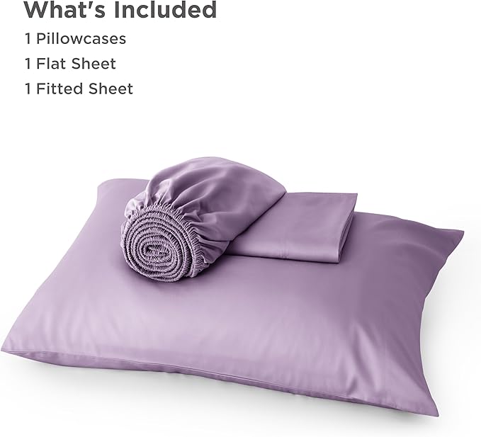 Bedsure Cooling Sheets Twin XL, Rayon Derived from Bamboo, PureWoven, Breathable & Soft Twin XL Sheet Sets, Deep Pocket Up to 16 Inches, Hotel Luxury Silky Dorm Bedding for Hot Sleepers, Lilac