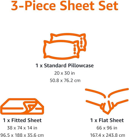 Amazon Basics Microfiber Kids' Sheet Set with Pillowcase, 3-Piece, Twin, Cosmic Adventure