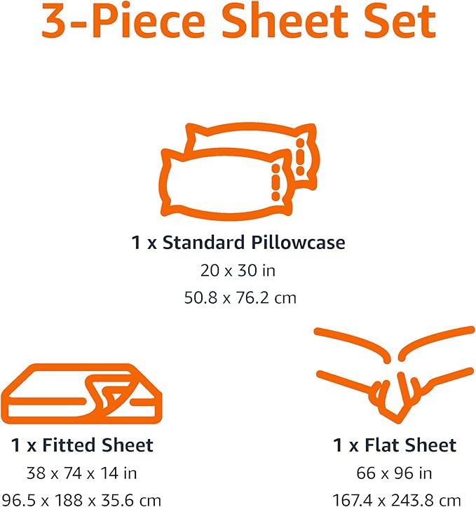 Amazon Basics Microfiber Kids' Sheet Set with Pillowcase, 3-Piece, Twin, Unicorn & Rainbow
