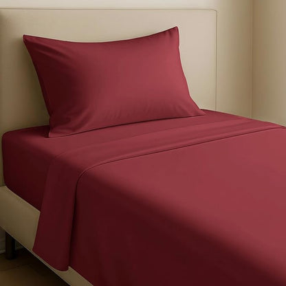 California Design Den Natural 100% Cotton Bed Sheets Twin XL Size Set - Soft Sateen Twin XL Sheet Set with 12" Pockets, Breathable and Durable Bedding for Dorm Rooms, College (Brick Red)