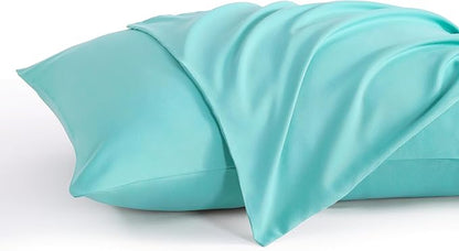 NTBAY King Pillow Cases Set of 2, 2 Pack Brushed Microfiber 20x40 Pillow Cases, Soft, Wrinkle, Fade, Stain Resistant Aqua Pillow Cases with Envelope Closure, 20x40 Inches, Aqua