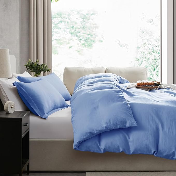 Nestl Calm Blue California King Duvet Cover Sets - Soft Prewashed Cal King Duvet Cover, 3 Piece, with Zipper Closure, 1 Duvet Cover 104x98 inches and 2 Pillow Shams