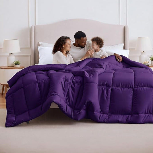 Bedsure Comforter Duvet Insert - Quilted Comforters Oversized King, All Season Duvet, GentleSoft Down Alternative Bedding Blanket, with 8 Tabs, Gifts for Women/Men, Purple, Oversized King 116x98 Inch