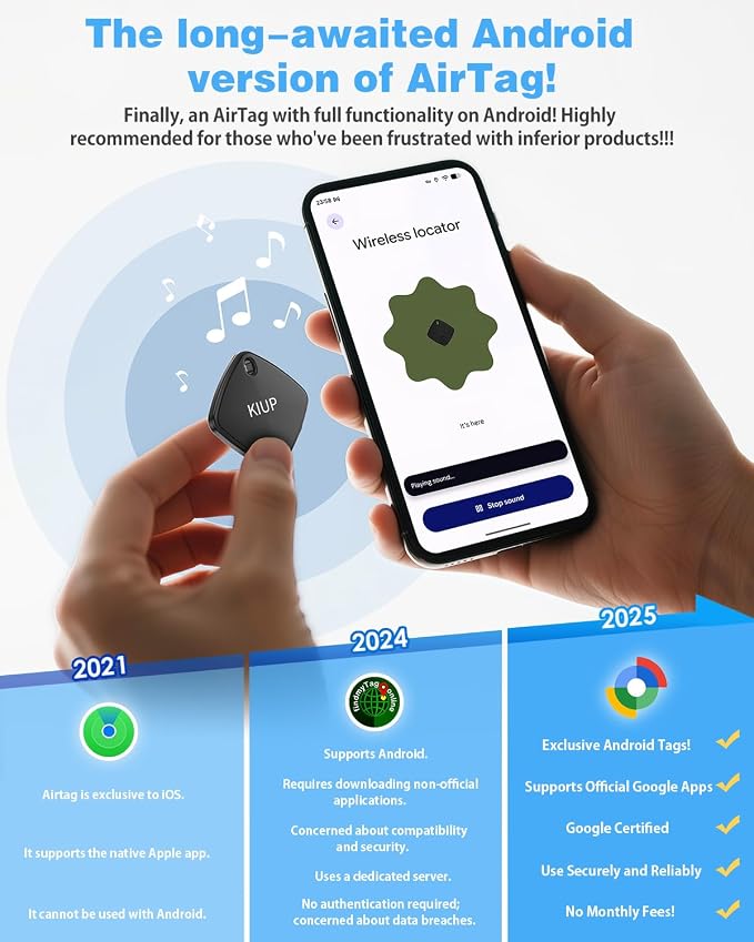 Air Tags for Android,Air Tags-4 Pack Android,2 Year Battery Life,Air Tracker Tags with 4 Case,Google Find Trackers for Google'S Find Hub App,IP65 Waterproof Luggage Tracker for Keys